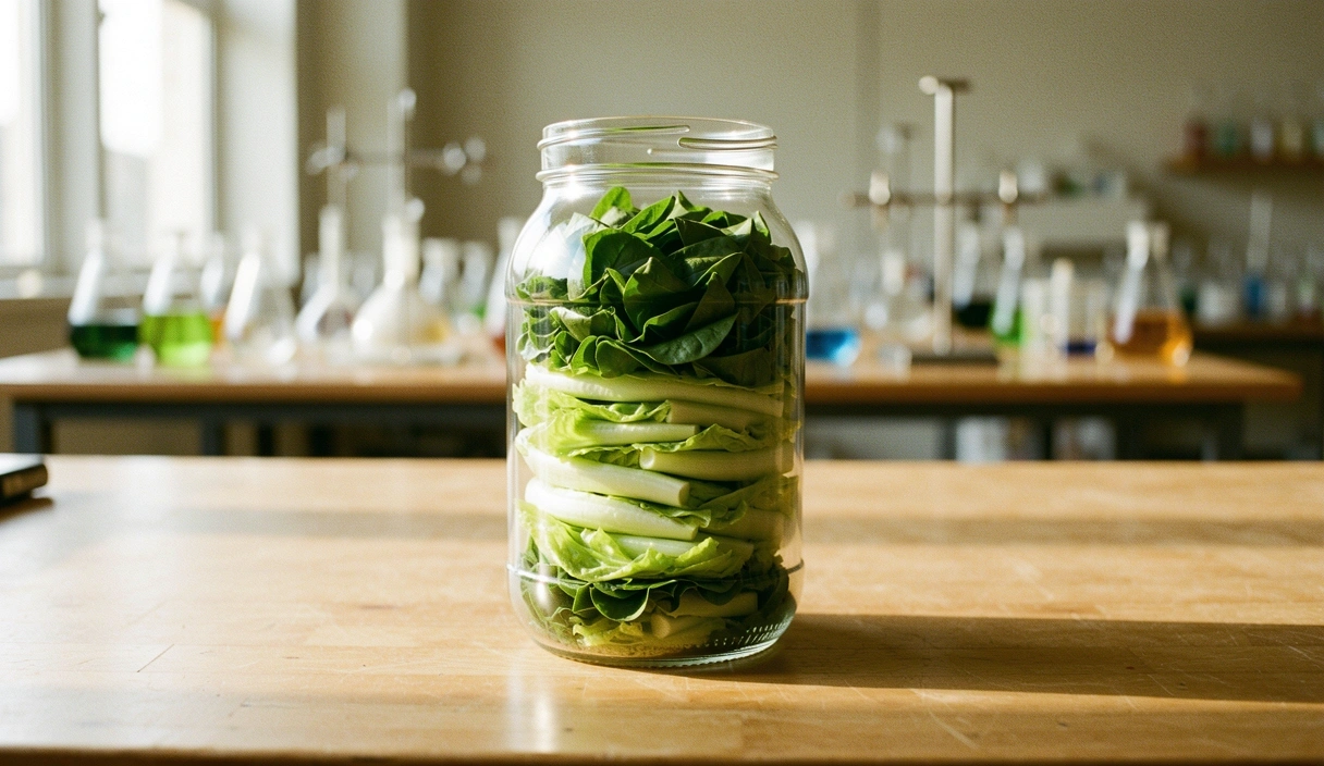 Frische natürliche Zutaten in einem Glasgefäß